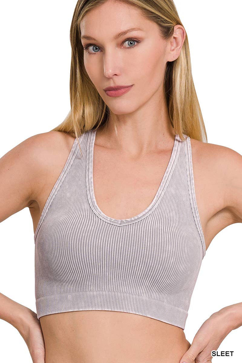 `.42POPS Premium Washed Seamless Rib Crop Tank