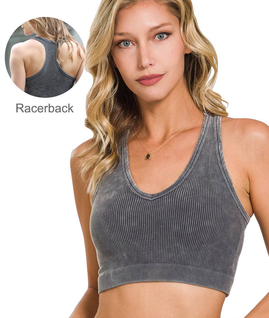 `.42POPS Premium Washed Seamless Rib Crop Tank
