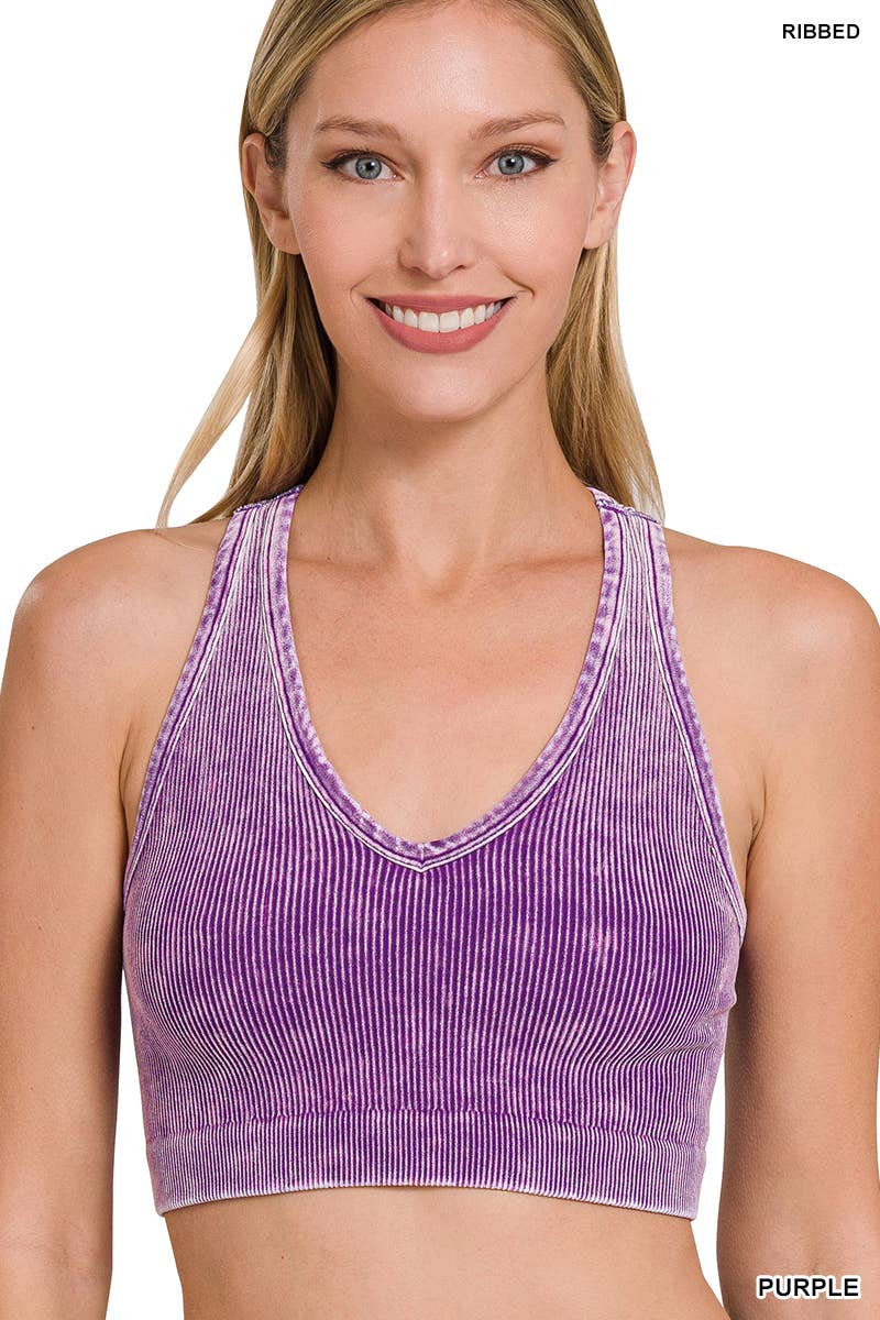 `.42POPS Premium Washed Seamless Rib Crop Tank