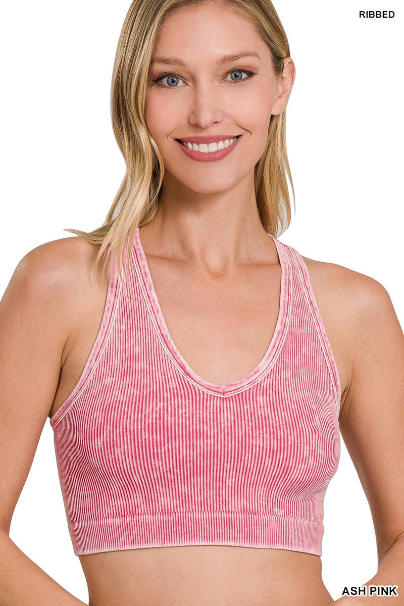 `.42POPS Premium Washed Seamless Rib Crop Tank